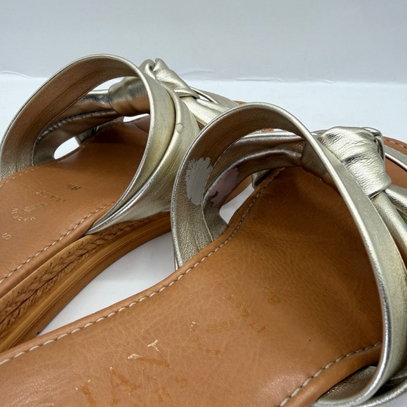 Italian Shoemakers Women 8.5 M Gold Metallic Braided Slides Sandals Italy Shoes - Picture 7 of 9